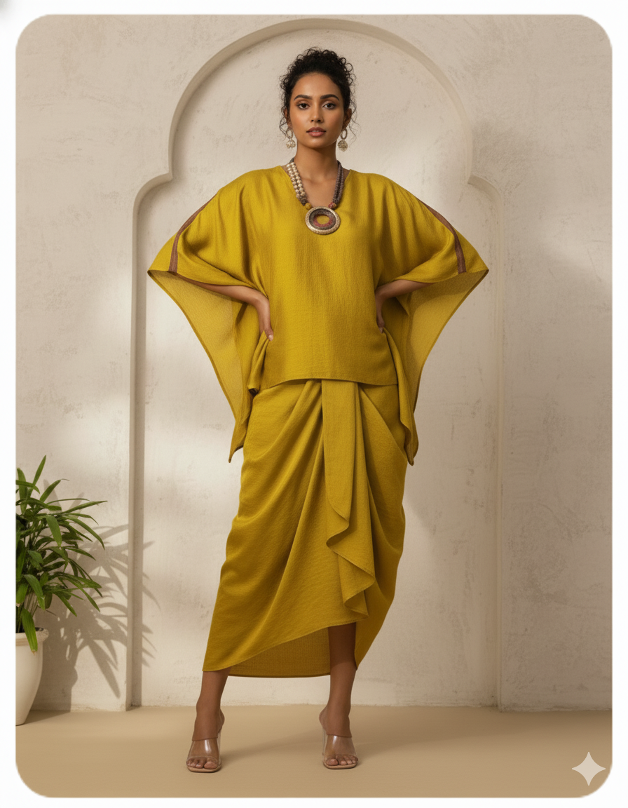 Mustard Yellow Drape Co-ord Set