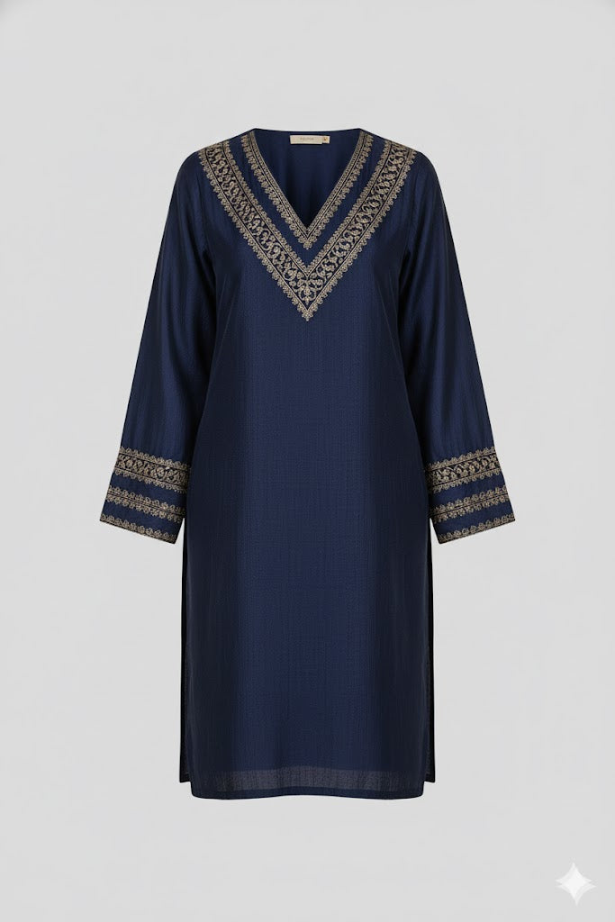 Deep Blue Velvet Kaftan Set