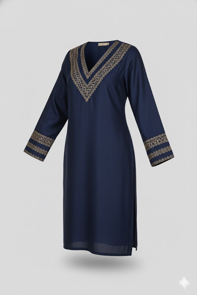 Deep Blue Velvet Kaftan Set